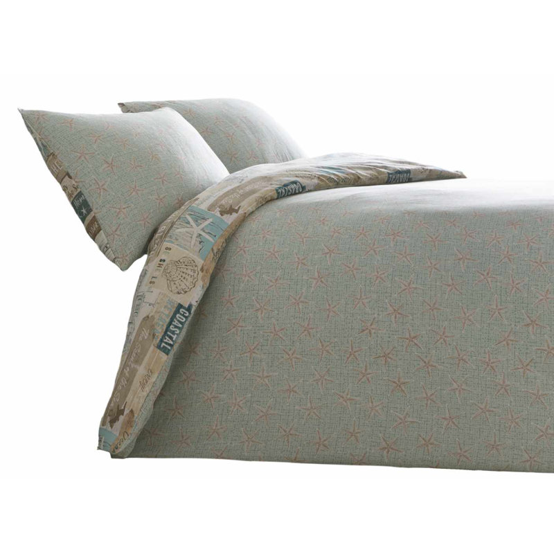 Dore Seaside Reversible Duvet Cover Set, 135 x 200cm Duvet Cover + 1 Standard Pillowcase