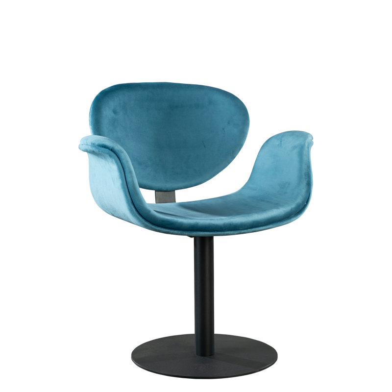 Swivel Tulip Chair with 180-Degree Swivel and Upholstered Seat – Modern Dining, Office, or Accent Chair, Blue