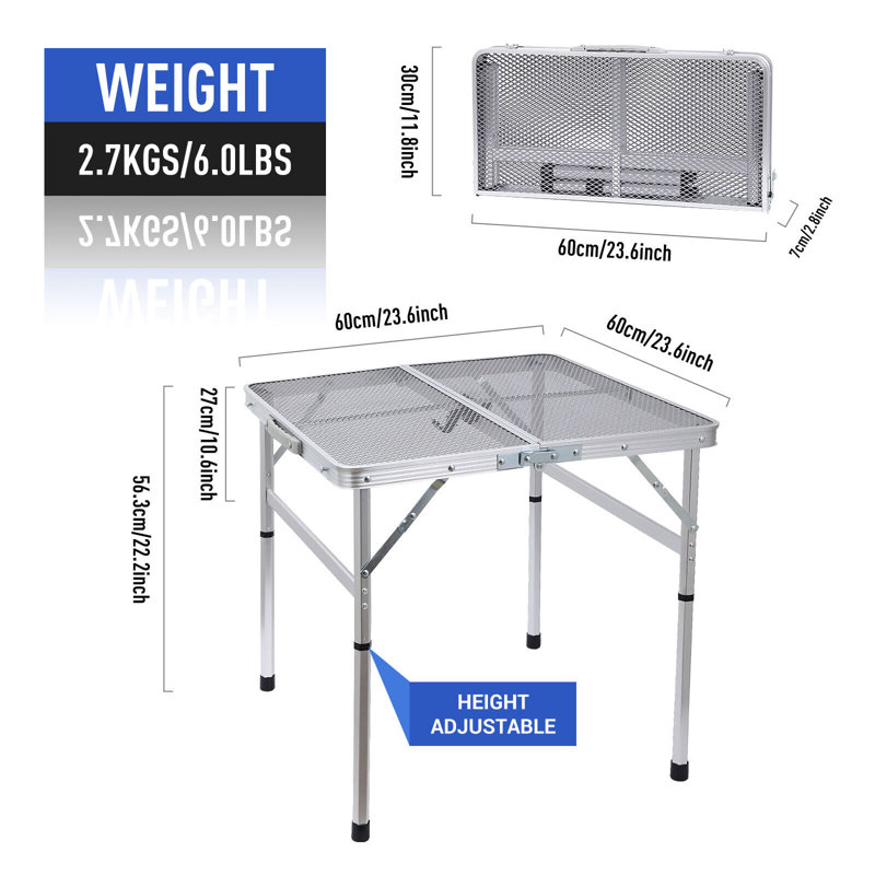 Pujol Square Outdoor Camping Table ,, 23.6" W x 23.6" L x 22.2" H