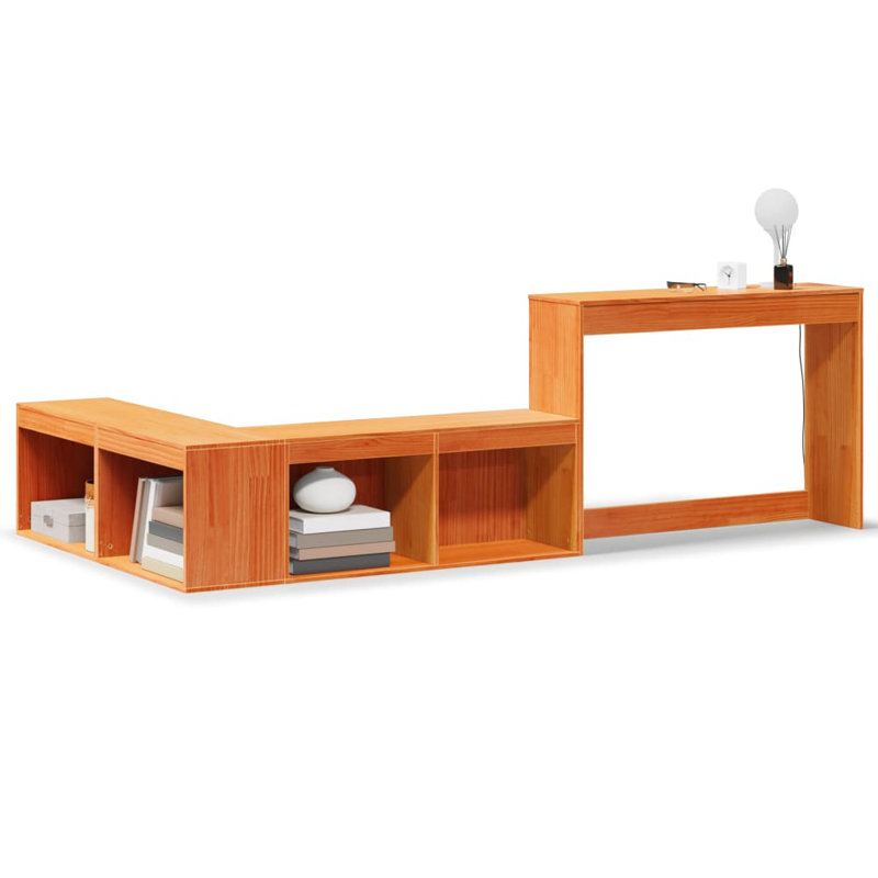 Kimberlee 222cm W Solid Wood Bedside Table, Brown