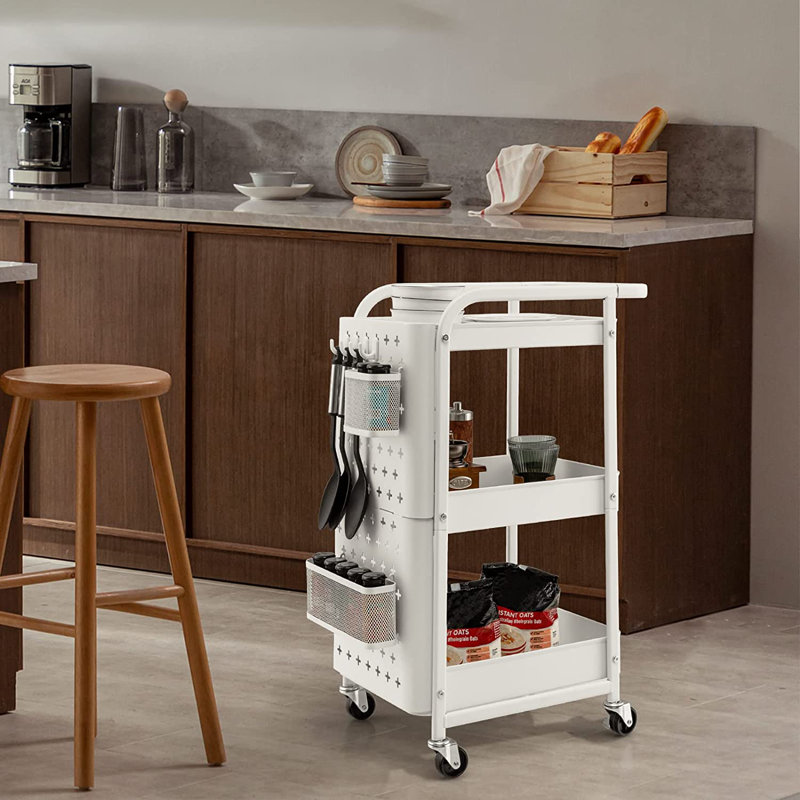 Metal Kitchen Cart, White