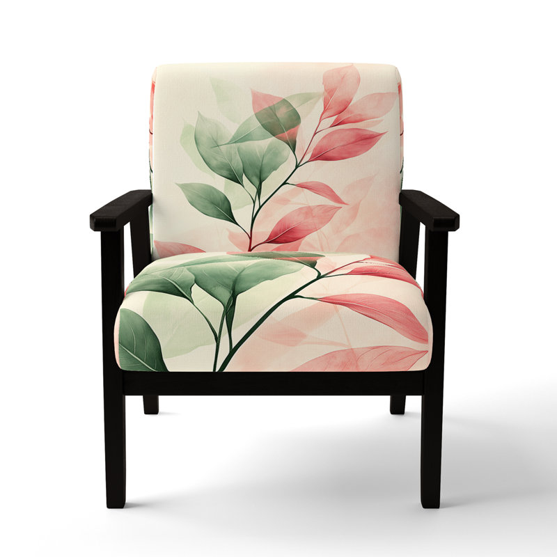 Chaise d'appoint Abstract Botanicals - Fauteuil Blush, Black Square Arms