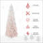 Sapin de Noël artificiel non éclairé 6 pi avec branches réalistes et base en acier, rose et blanc