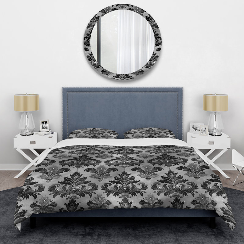 Ensemble de housse de couette gris et noir Glam Damask - Glam, Housse de couette très grand + 2 taies décorativ