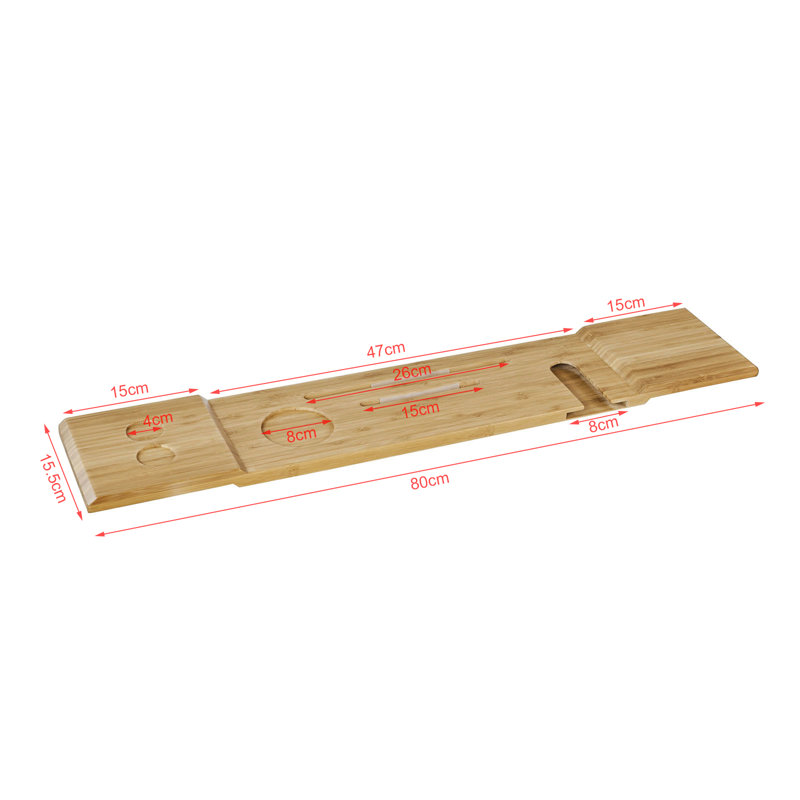 Carruth Freestanding Bamboo Bath Caddy, 2.5cm H x 80cm W x 15cm D