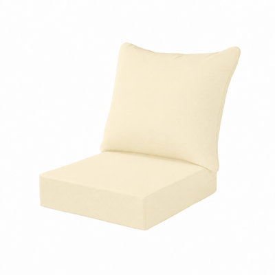 2-Piece Indoor/Outdoor Deep Seat Patio Chair Cushion Set, 24" x 24" Seat Cushion and 22.5" x 24" Back Pillow, Water-Resistant Fade-Resistant Covers, Foam and Fiber Fill, Removable Zippered Covers