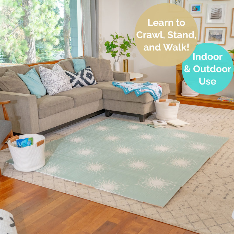 JumpOff Jo Baby Play Mat - Extra Large Folding Foam Play Mat for Infants, Babies, Toddlers, Waterproof, Double-sided (77" x 70") - Oh Deer - Starburst