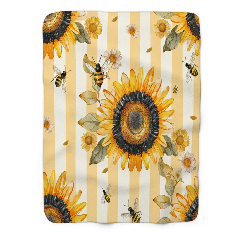 Sunny Bees - couverture de qualité supérieure 1 pièce, Lit simple