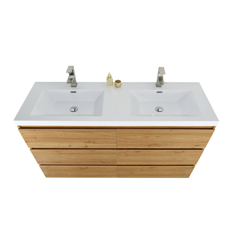Ensemble de meuble-lavabo double 59 po Chelsei, Chêne naturel