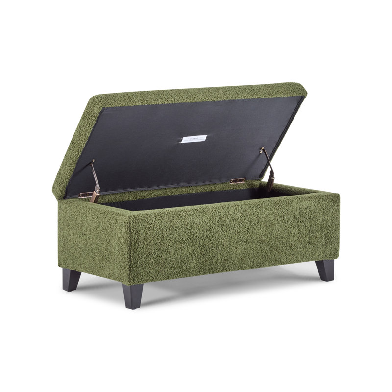 Moraco Upholstered Storage Ottoman Bench, Green