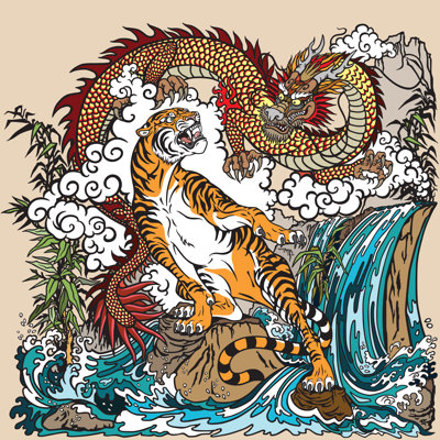 Dragon Versus Tiger - Wrapped Canvas Print