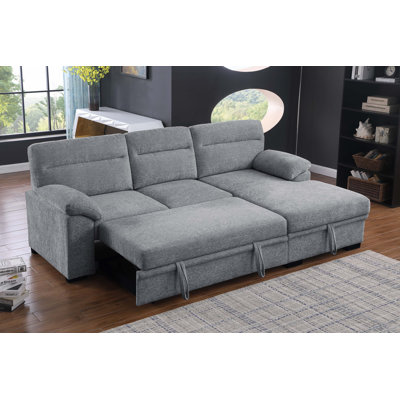 Canapé d'angle convertible avec méridienne de rangement et port de chargement USB