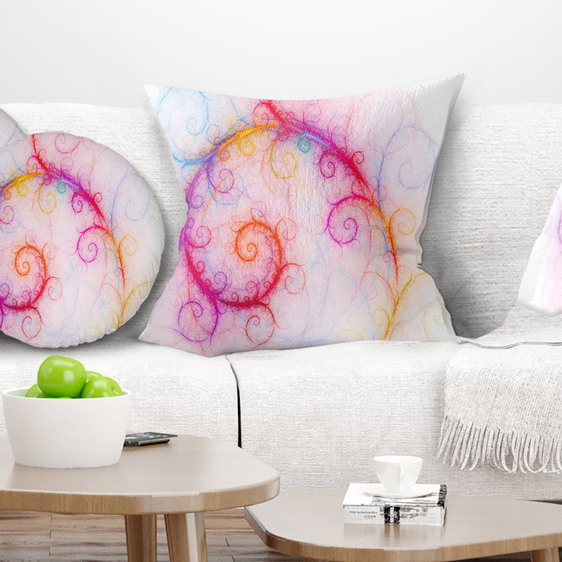 Abstract Beautiful Fractal Pattern Pillow, 16" x 16", Throw Pillow, Pink