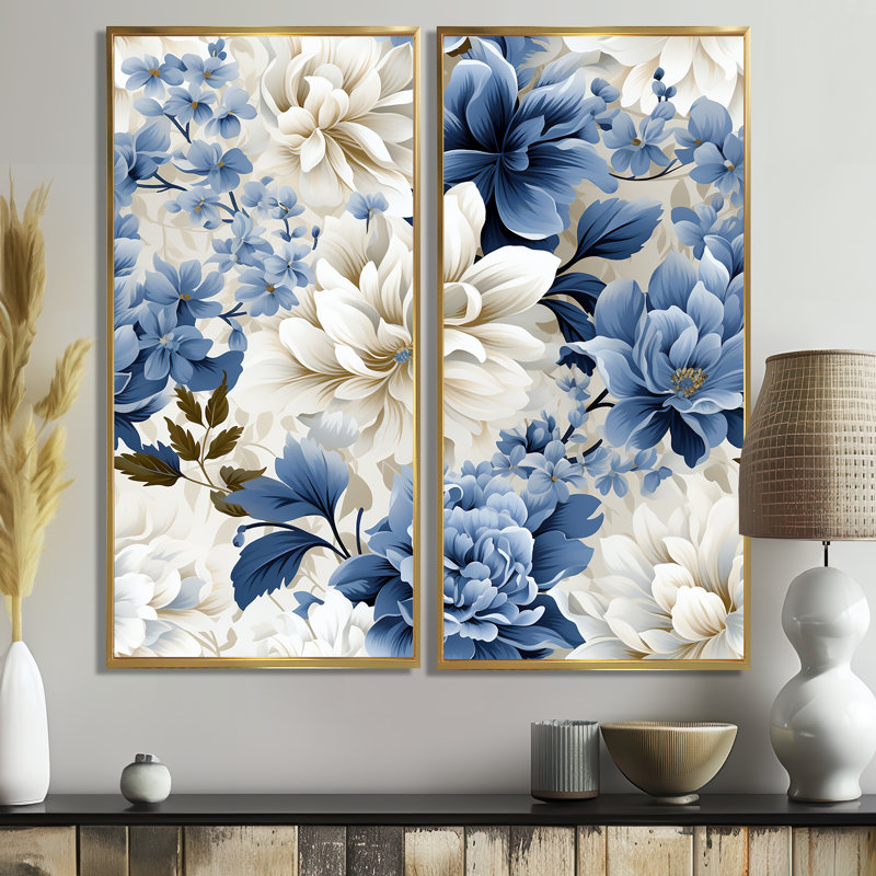Morey - Large Floral Wall Decor, H 32 po x l 32 po, Reproduction encadrée sans passe-partout, Doré