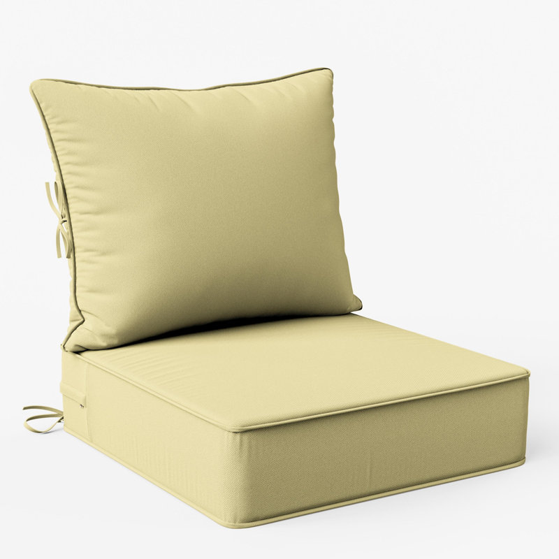 Wynee 24"W X 24"D Outdoor Cushions 6.5'' Deep Seating Cushion Set Indoor and Outdoor Seat / Back Cushion , Light Yellow