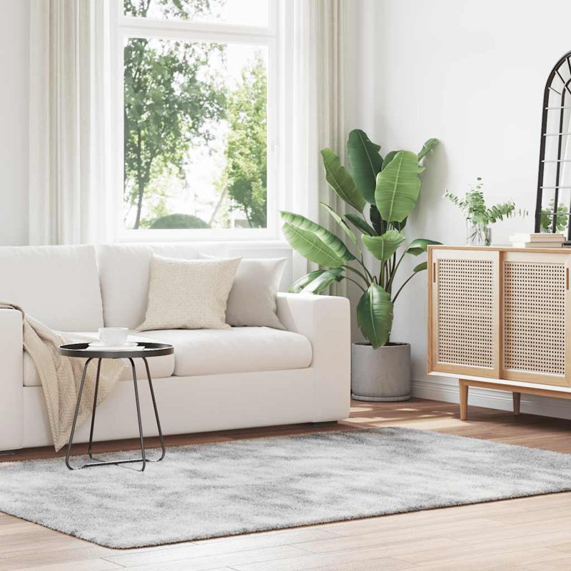 Shaggy Rug High Pile NAVARRA Light Grey Polyester, Rectangle 230 x 160cm