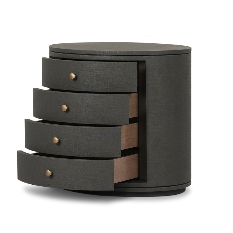 Amelia 4 - Drawer Nightstand, Dark Green Lacquered Linen