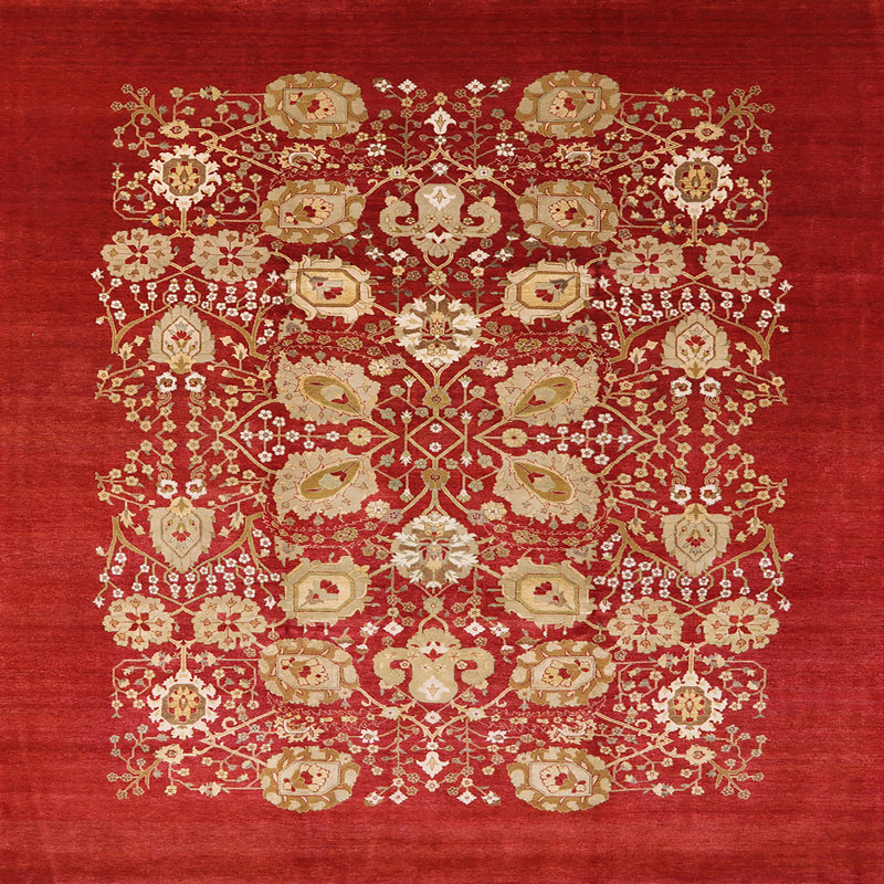 Tapis oriental rouge / beige Peasley, Carré 6 pi