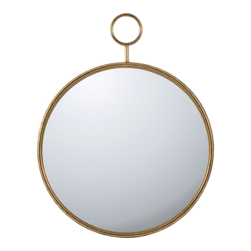 Miroir mural 26 "x 32" dans un cadre en métal doré - salon lumineux, vestibule, bureau, reflet transparent, structure avec décor en cristal de fer