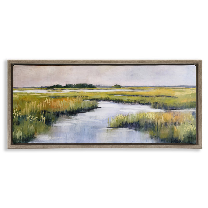 Art mural sur toile Grassy, Cadre flottant orme Montalcino, H 14 po x l 31 po