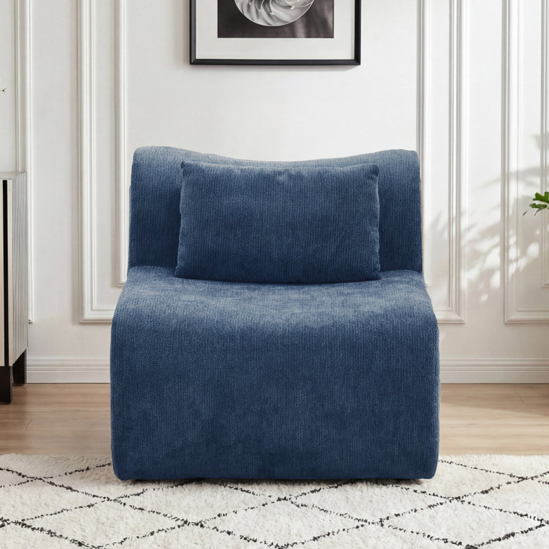Chaise rembourrée sans accoudoirs, Bleu