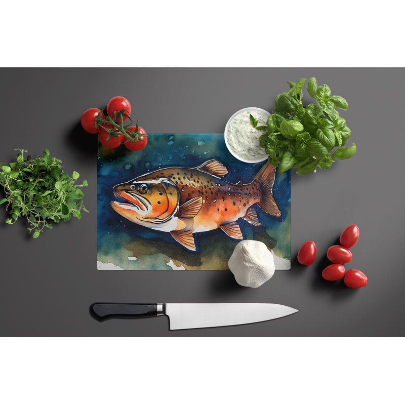 Brown Trout Glass Cutting Board Large