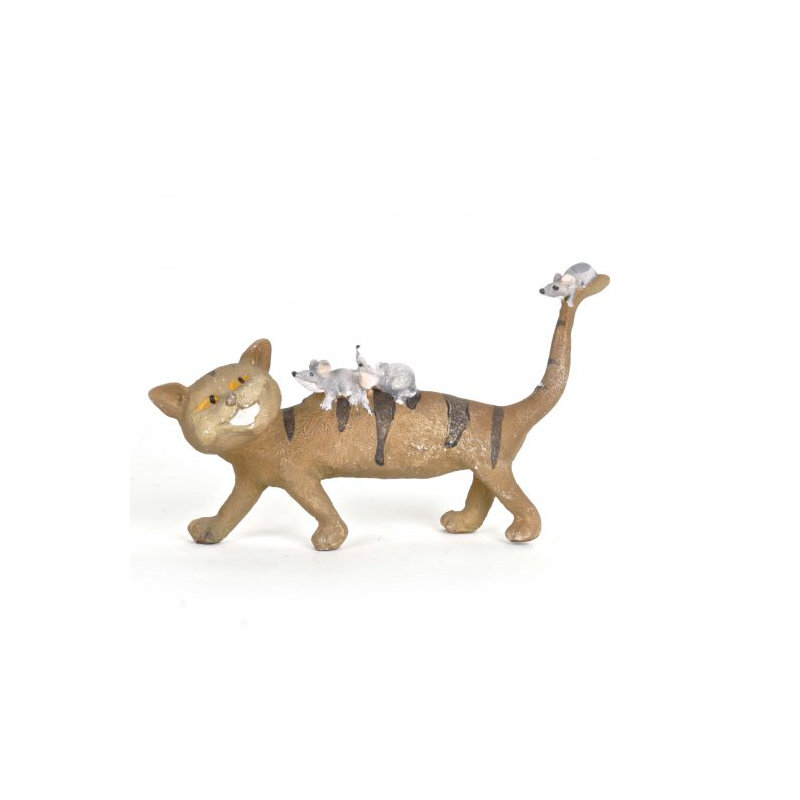Figurine chat en polyrésine avec souris Huntingdon
