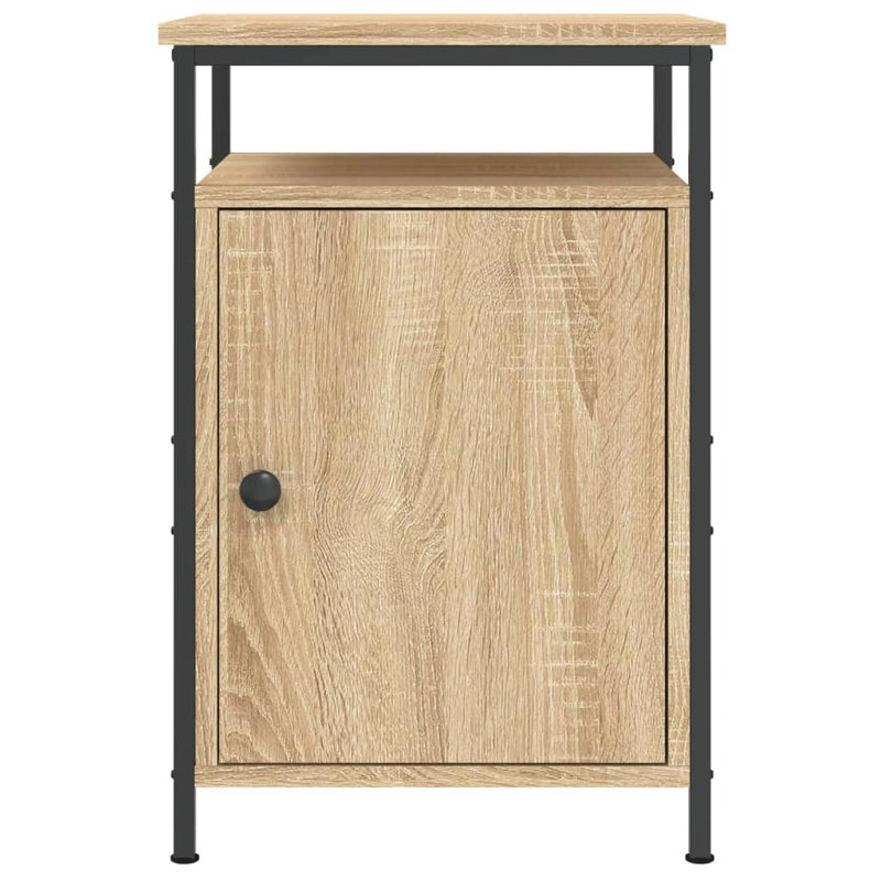 Cyndra 40cm W Iron Bedside Table, Sonoma Oak