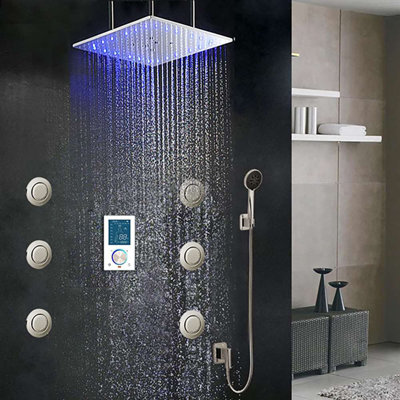 BathSelect 5-Function Embedded LED Ceiling Shower Electric-Powered, Luxury Spa Experience
