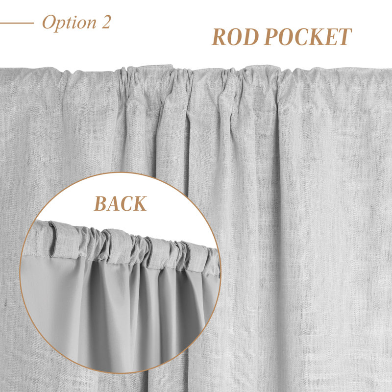 Paire de rideaux 100% lin occultant, L 52 po x L 108 po, Argent argent
