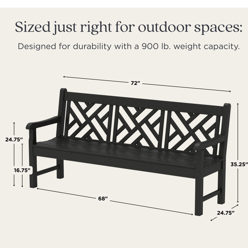 Banc 72 po POLYWOOD Rockford Chippendale, Noir