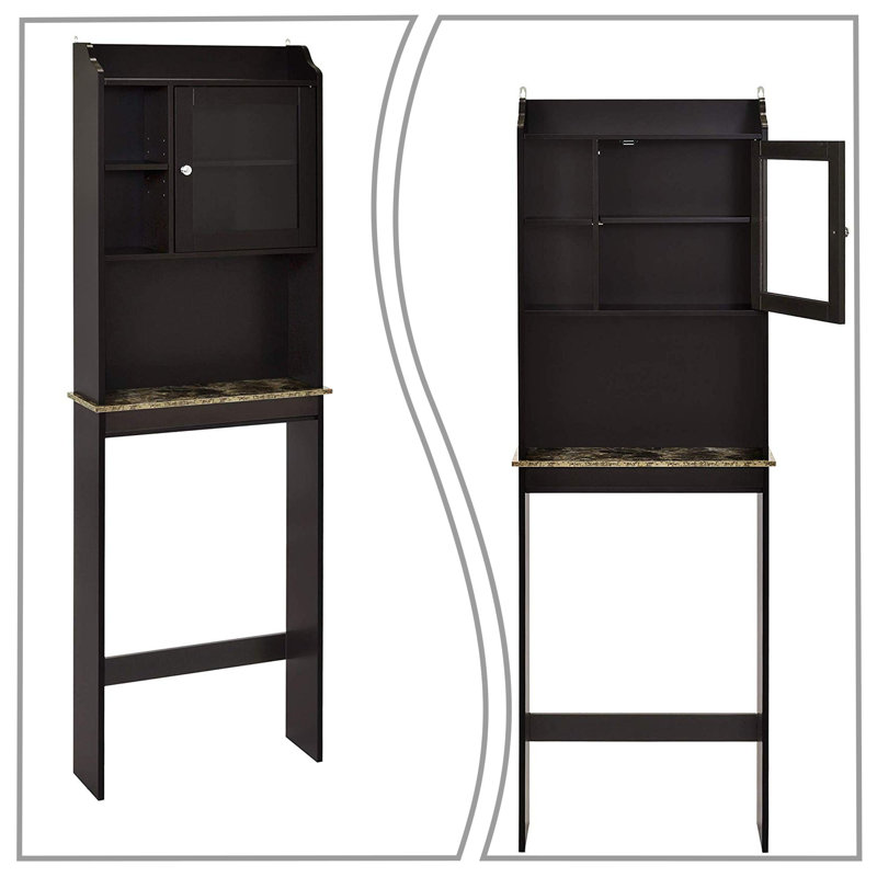 Rangement autoportant au-dessus de la toilette avec tablettes réglables Alyah, Espresso
