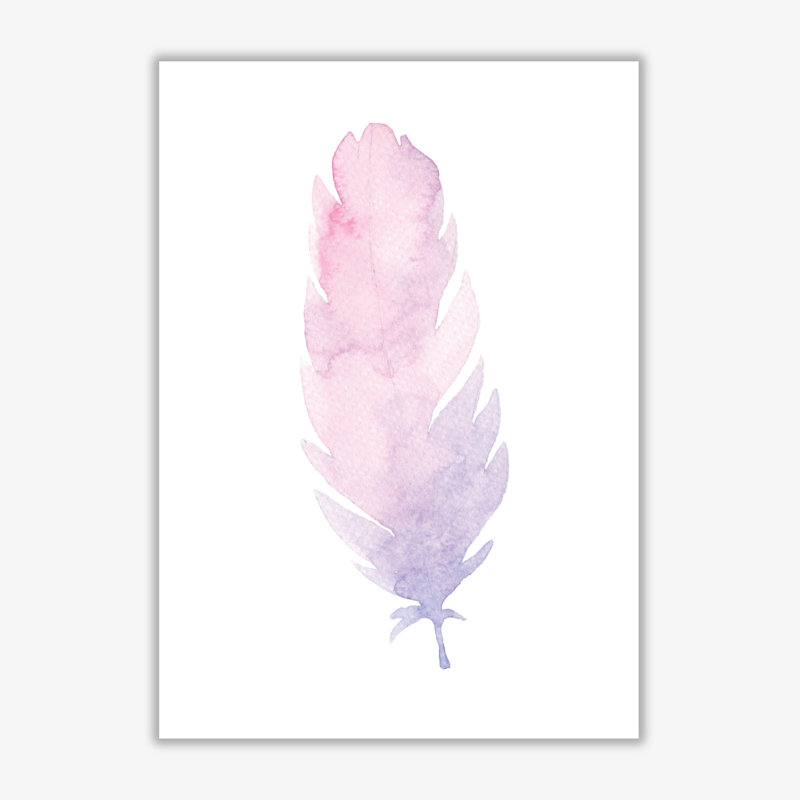 Watercolour Pink Feather - Painting, 42 cm H x 30 cm W x 1 cm D, No Frame