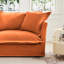 Orange, tissu chenille, fauteuil simple, assise profonde, coussins de dossier haut luxueux, housses amovibles, installation simple rapide