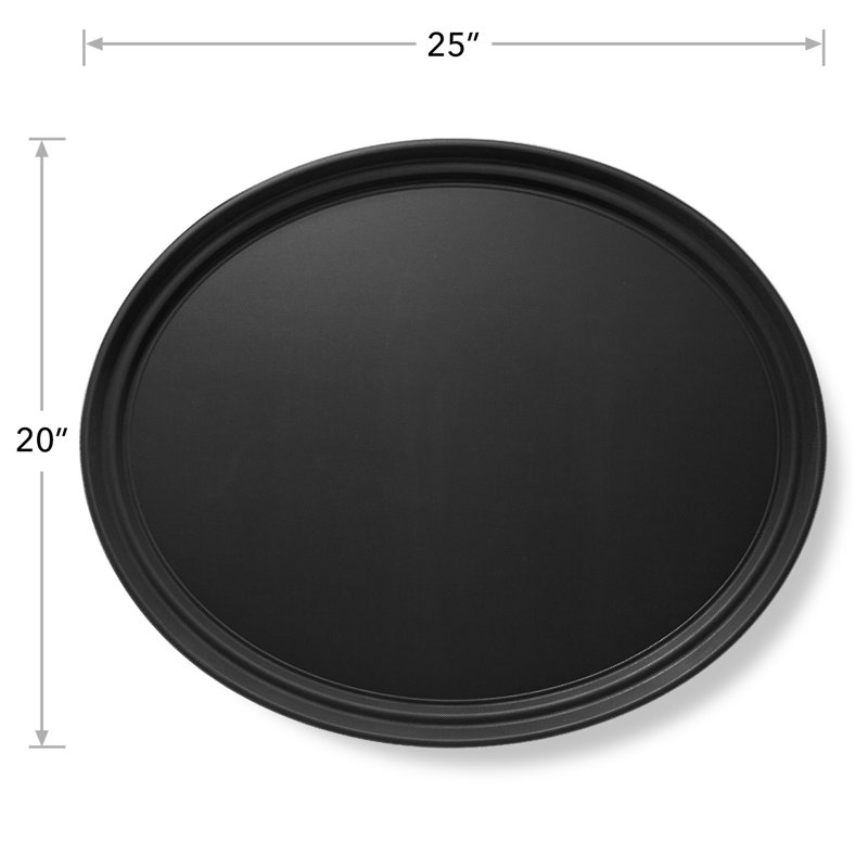25" Oval Non-Skid Serving Trays, NSF Certified, Black