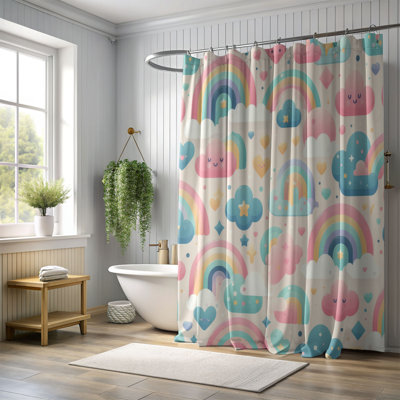 Rideau de douche standard 1 pièce Pastel Color Waves