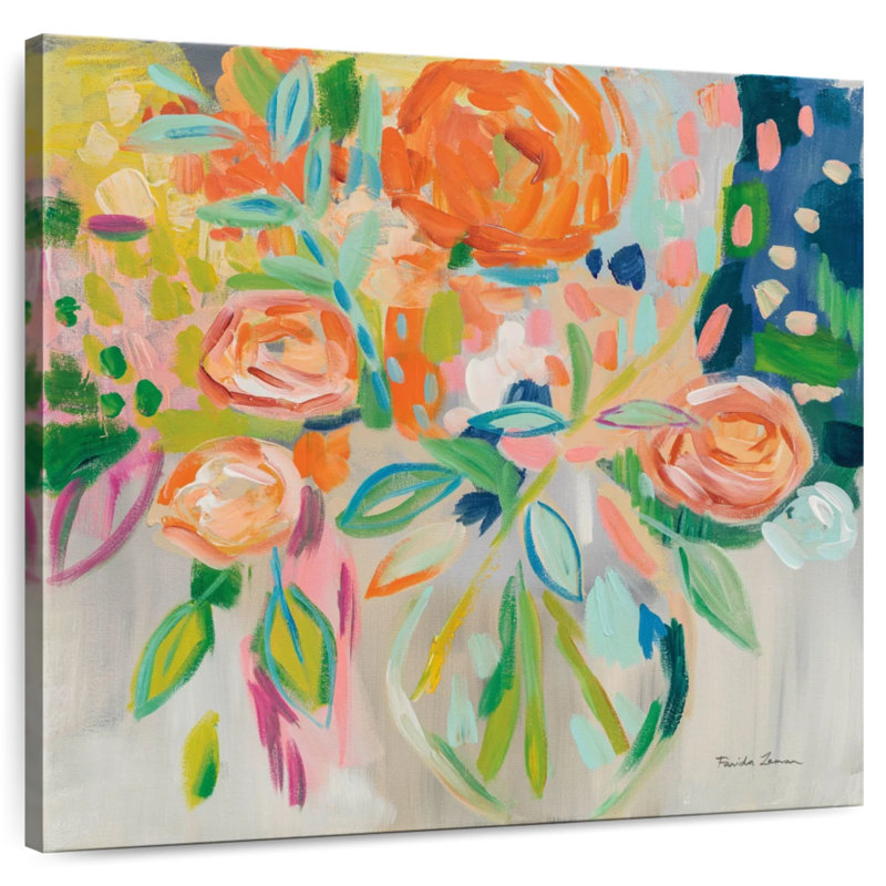 Harnek été floral orange, H 16 po x l 16 po