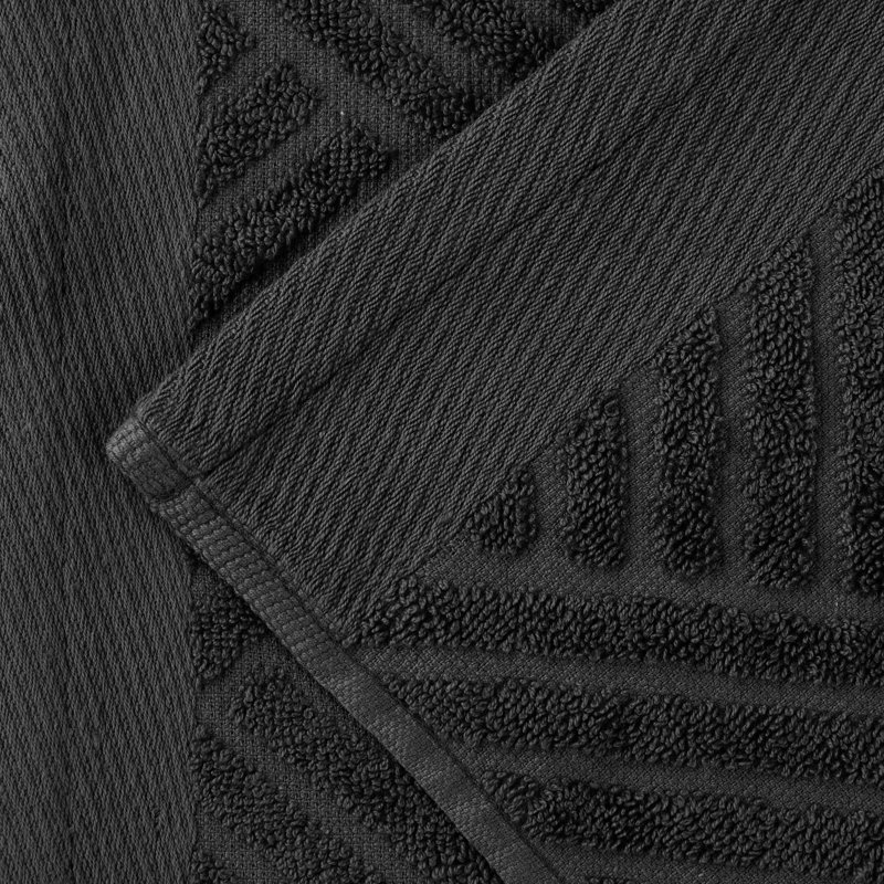 Ensemble de serviettes de salle de bain en coton égyptien texturé 3 pièces Ocilla, Noir