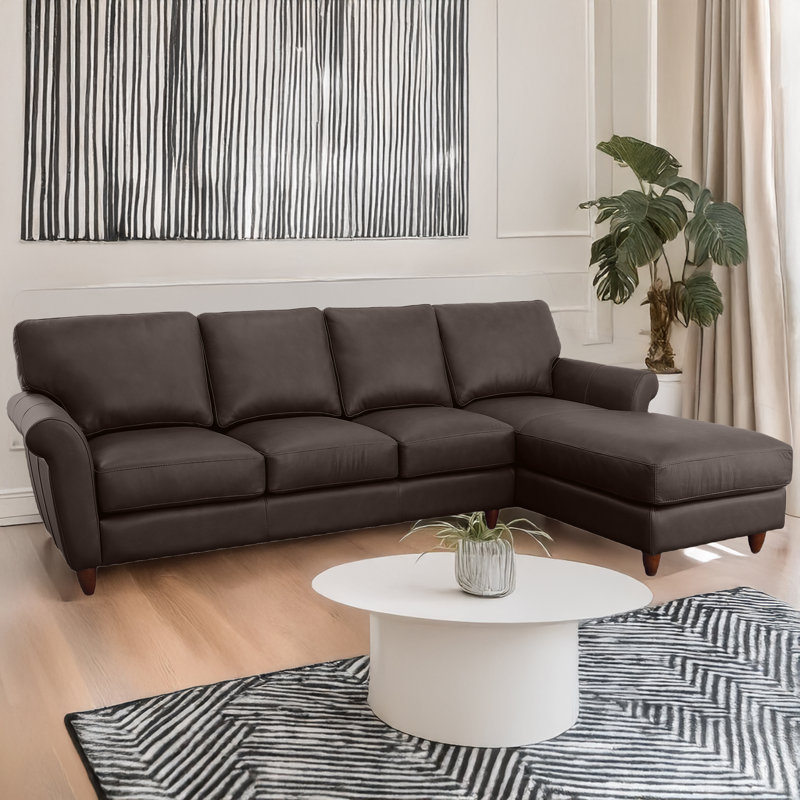Canapé modulaire en cuir véritable Cherish, Cuir véritable espresso, Face à la droite