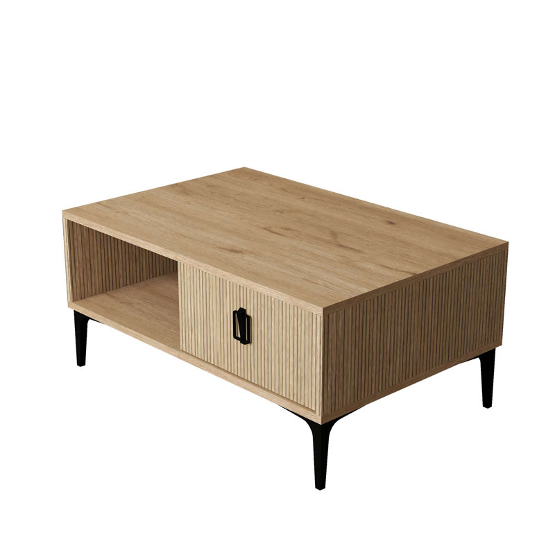 Table basse moderne, chêne saphir, 35,4 x 16,3 x 23,4 pouces | 100% panneau de particules enduit de mélamine, 0,7 po d'épaisseur | Pieds en plastique robustes, hauteur de 7,1 pouces | Design scandinave, parfait pour les salons et les espaces modernes