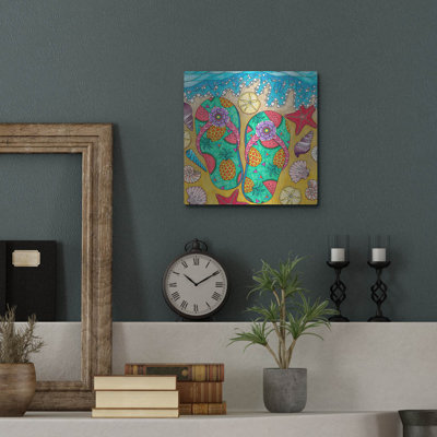 Art mural en métal Rosecliff Heights «Tropical Paradise 2» par Hello Angel