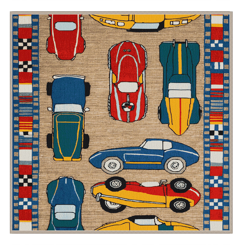 Tapis beige lavable à la machine, Carré 5 pi