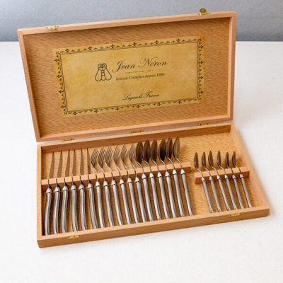  24 Piece Flatware Set, Stainless Steel in Wood Presentation Box