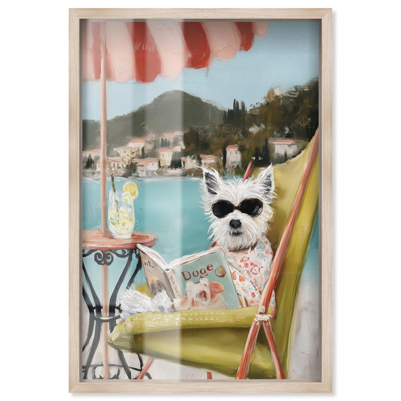 «Beach Reader I Fun Pet» par Art Remedy, H 16 po x l 11 po, Crème, crème