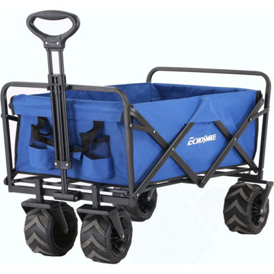Chariot pliant robuste de 350 lb, chariot utilitaire pliable réglable, chariot roulant tout-terrain portatif pour le camping, l'épicerie et les sports de plein air