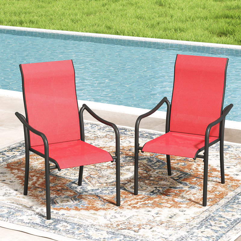 Fauteuils de salle à manger d'extérieur empilables, Rouge