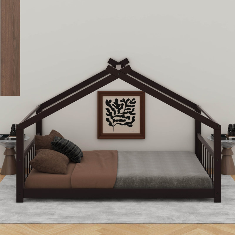 Lit double en bois, Espresso