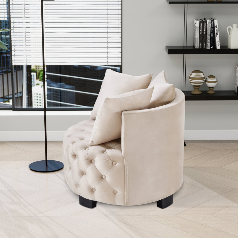 Chaise pivotante rembourrée et capitonnée, Taupe