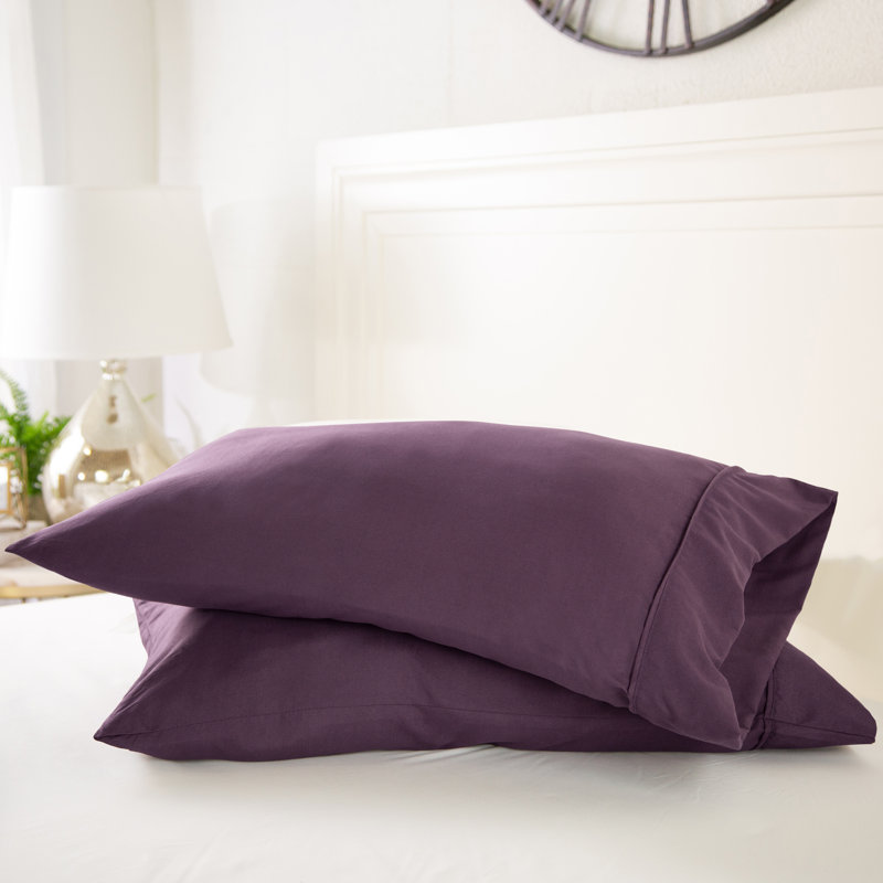 Ensemble de 2 taies d'oreiller en microfibre ultra douce, Taie d’oreiller standard, Mauve