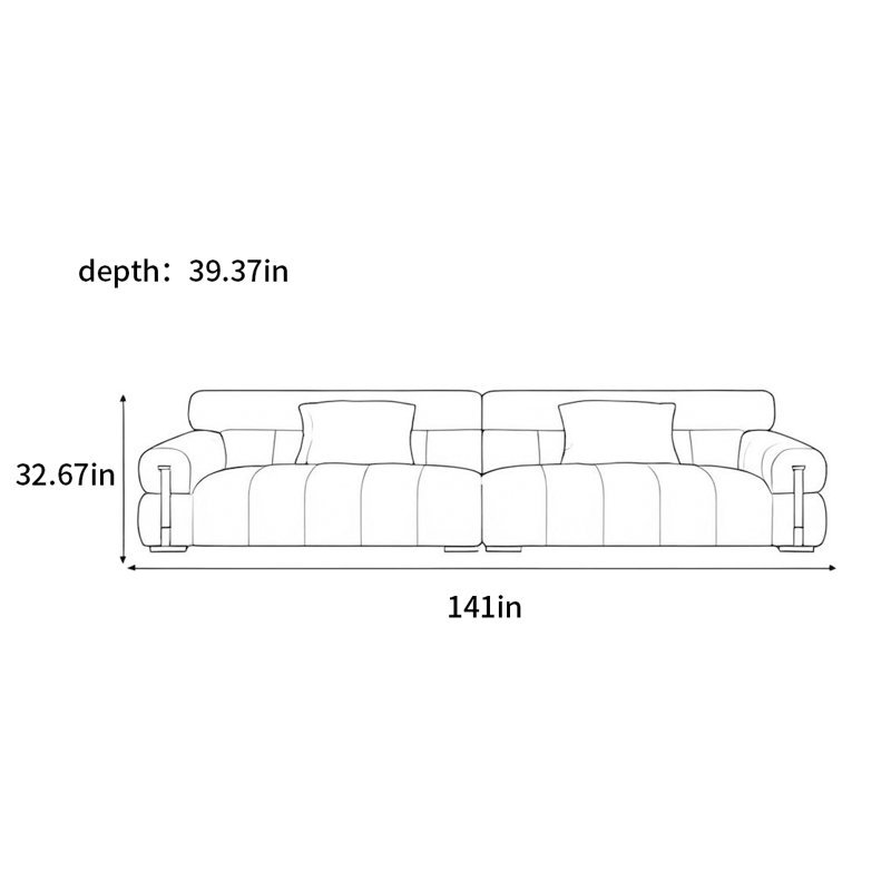 Canapé moderne avec touches pour piano, H 32,67 po x l 141 po x P 39,37 po